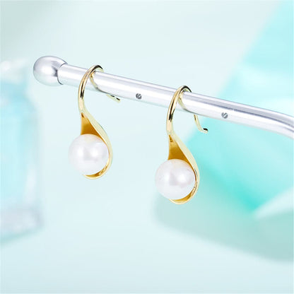 Pearl & Goldtone Drop Earrings