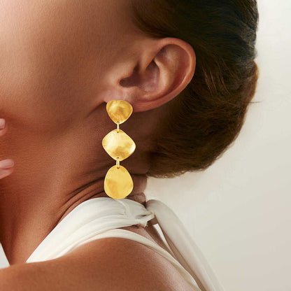 Goldtone Tiered Triangle Rhombus Drop Dangle Earrings