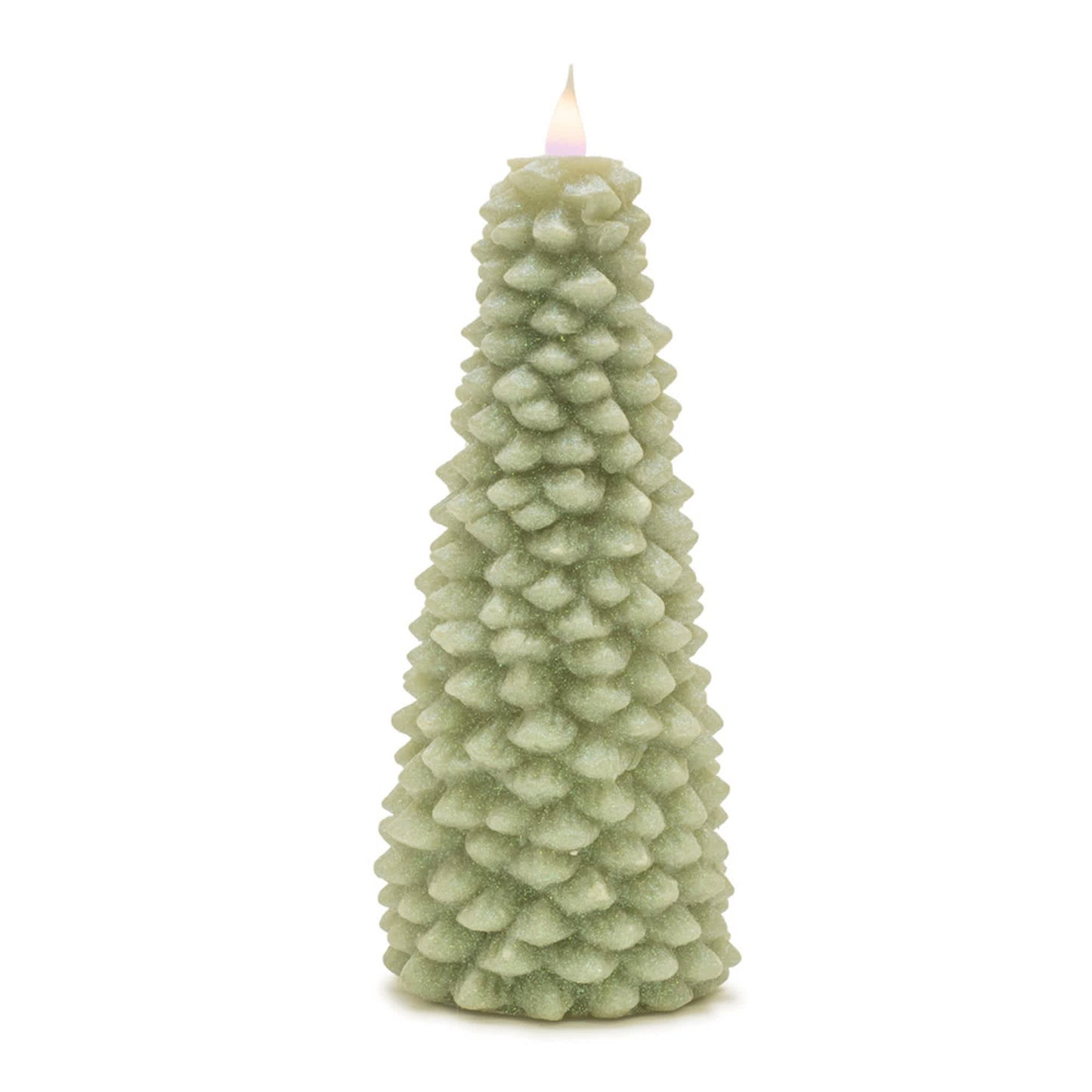 Melrose International Glittered Pine Tree Candle 10"H