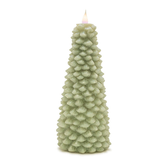 Melrose International Glittered Pine Tree Candle 10"H
