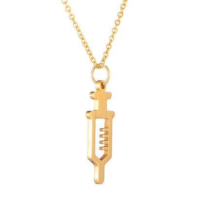 Goldtone Open Injector Pendant Necklace
