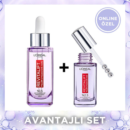 L'Oreal Revitalift: Hyaluronic Acid Anti-Aging Serum Set - Reduce Wrinkles, Dark Circles & Deeply Hydrate for Youthful Skin