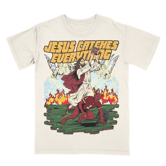 Jesus Catches Everything Limited Edition Christian Football Graphic T-Shirt