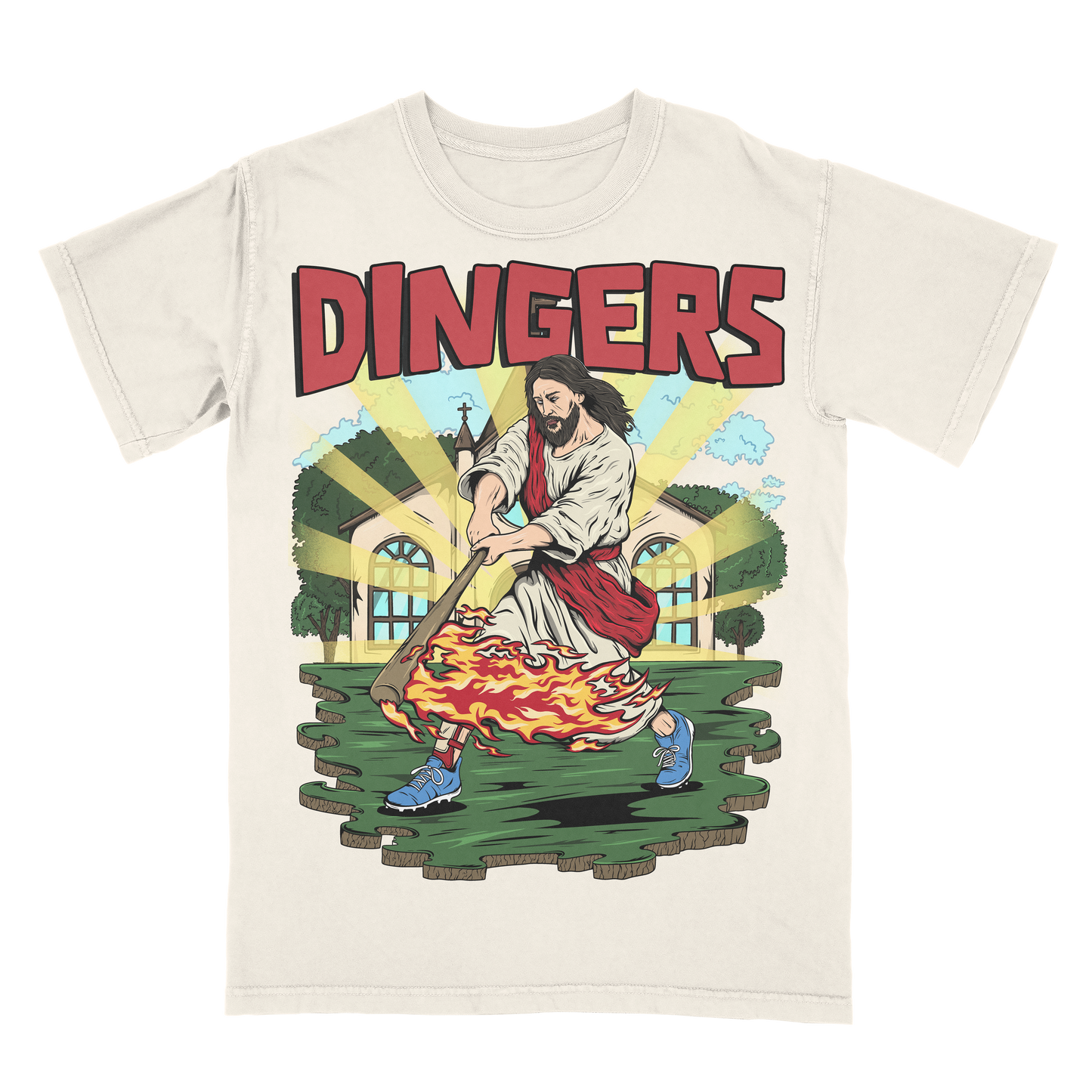 Jesus Hits Dingers Limited Edition Christian Baseball Graphic T-Shirt