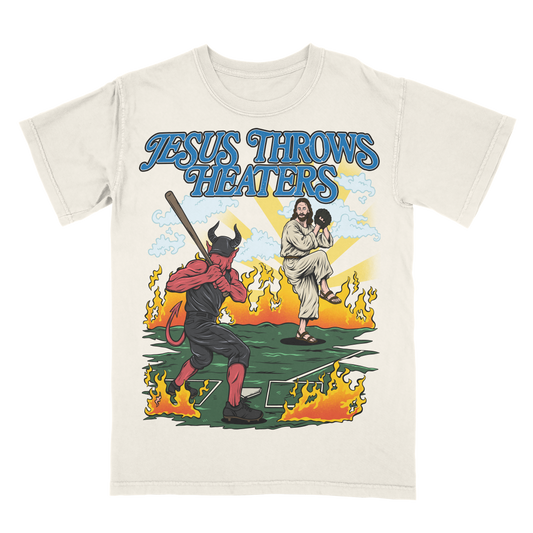 Jesus Throws Heaters Limited Edition Christian Baseball Graphic T-Shirt