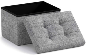 Ornavo Home Collapsible Small Rectangle Footrest Storage Ottoman (Gray)