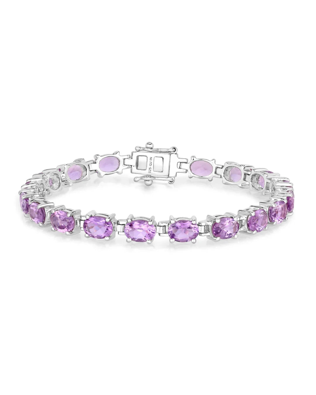 14.40 Ct Oval Purple Amethyst Prong Sterling Silver Tennis Bracelet