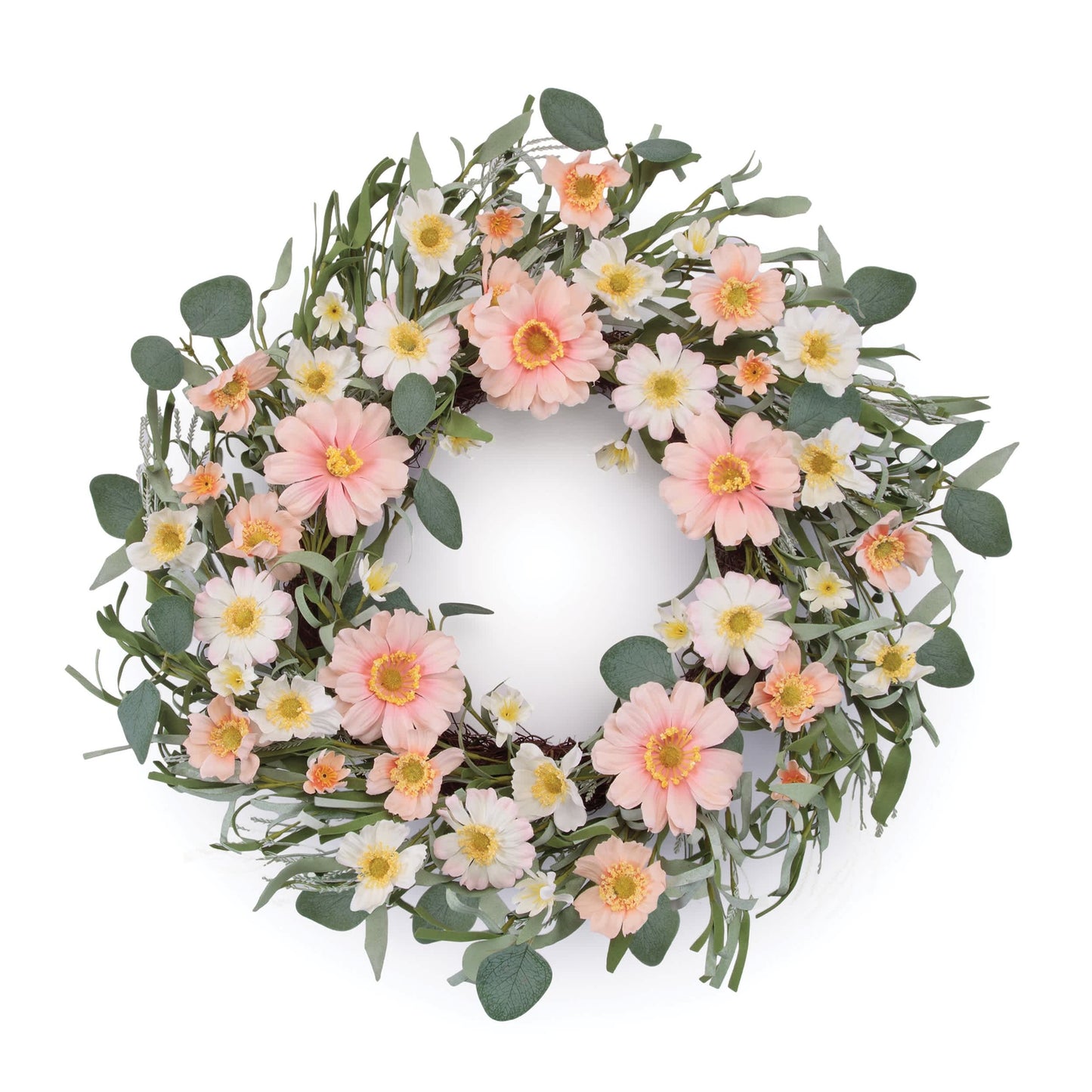 Melrose International Mixed Daisy Floral Wreath 22"D