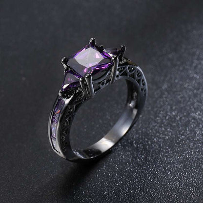 Navy Crystal & Black-Tone Prong-Set Ring-4