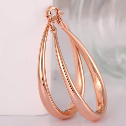 Rose Goldtone Ellipse Hoop Earrings
