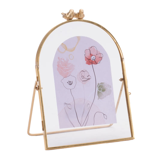 Melrose International Copper Framed Floral Artwork with Bird Accent 8"H
