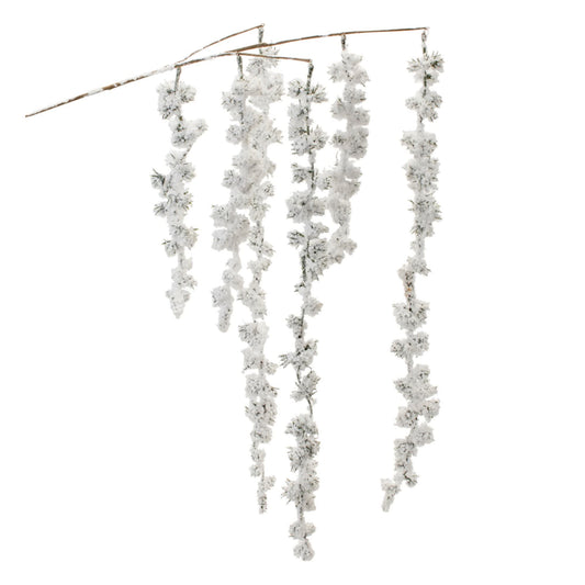 Melrose International Snowy Hanging Pine Cluster Branch (Set of 2)