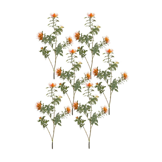Melrose International Orange Flocked Protea Spray (Set of 6)