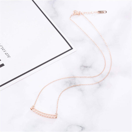 Cubic Zirconia & Rose Goldtone Curved Bar Necklace