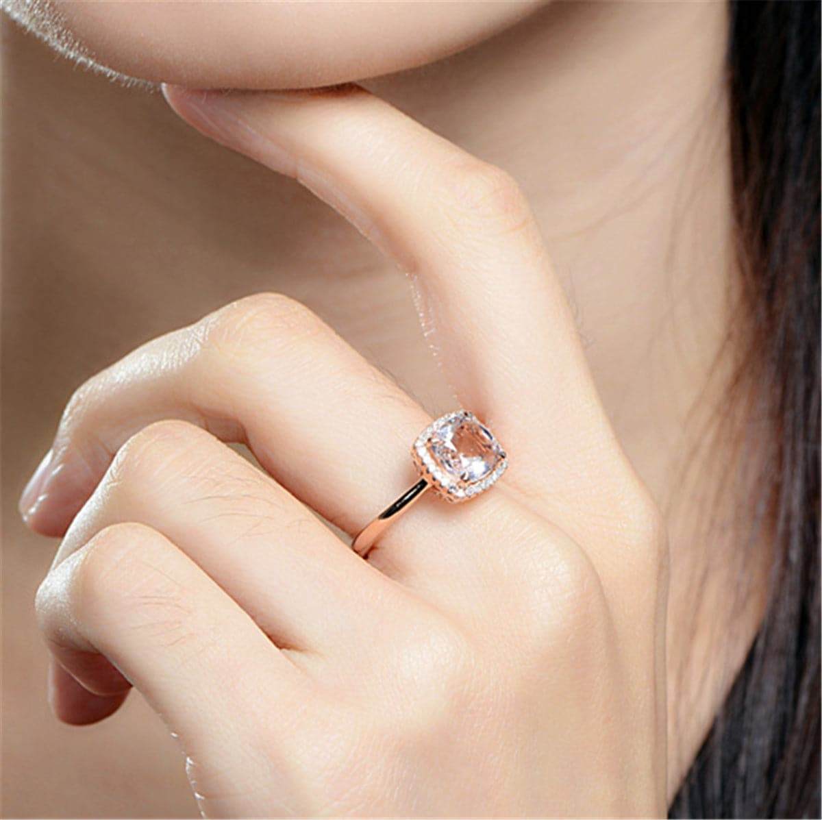 Champagne Crystal & Cubic Zirconia Rose Goldtone Halo Cushion-Cut Ring