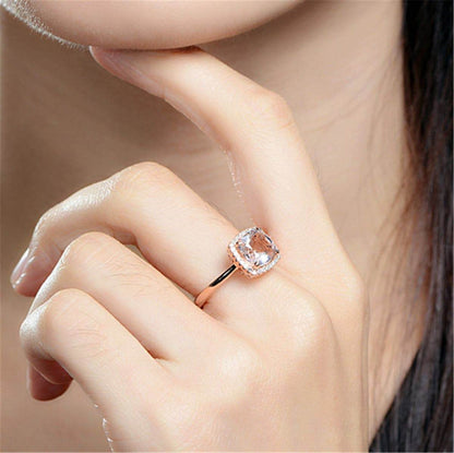 Champagne Crystal & Cubic Zirconia Rose Goldtone Halo Cushion-Cut Ring