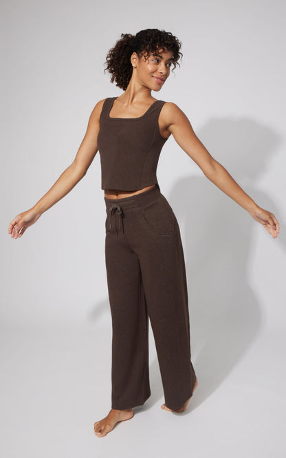 Terry Corset Tank & Fleece Wide Leg Pant Set