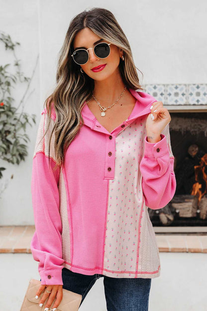 Hollievi Patchwork Hooded Oversize Pullover - Pink / S - 4/6