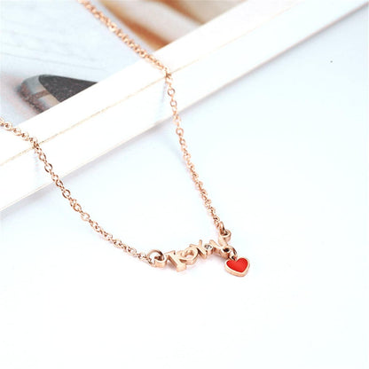 Cubic Zirconia & Rose Goldtone 'I Love You' Necklace