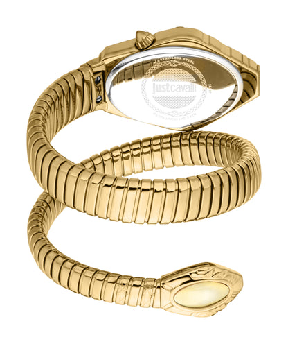 Just CAVALLI Women Watch, Gold Color Case, Champagne Dial, Gold Color Metal Bracelet, 2 Hands, 3 Atm