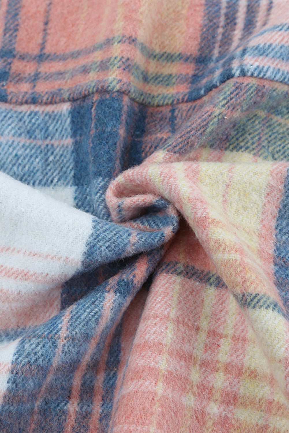 Threaded Pear Addison Plaid Flap Pockets Shacket