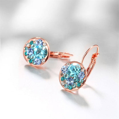 Blue Cubic Zirconia & Rose Goldtone Huggie Earrings