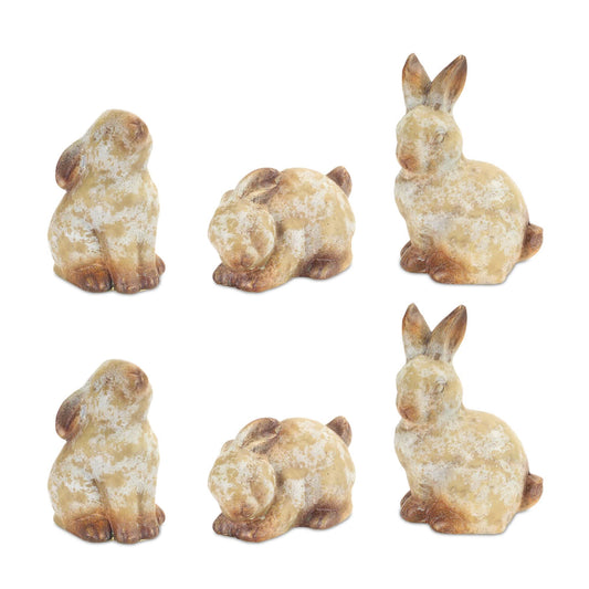 Melrose International Weathered Terra Cotta Rabbit Garden Statue (Set of 6)