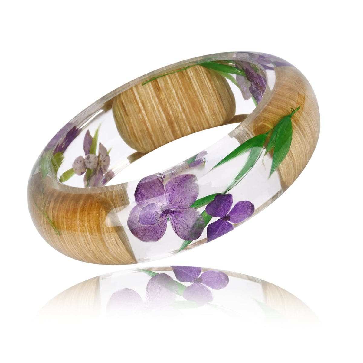 Purple Dried Flower Wooden Bangle-4
