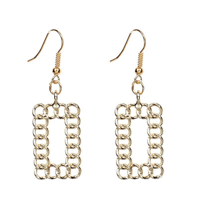 Goldtone Open Figaro Rectangle Drop Earrings