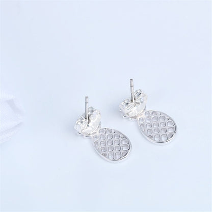 Silvertone Open Pineapple Stud Earrings
