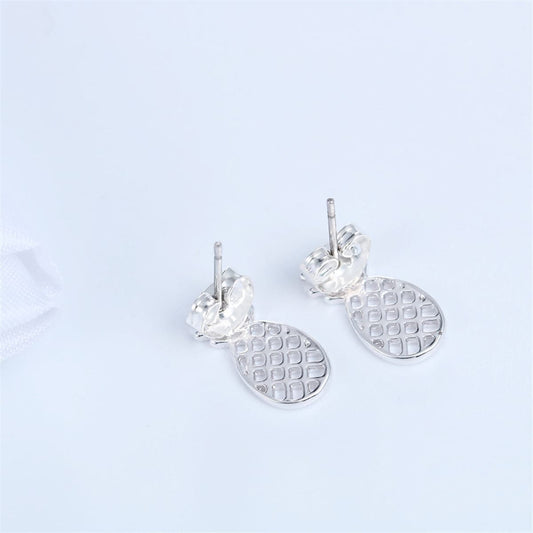 Silvertone Open Pineapple Stud Earrings