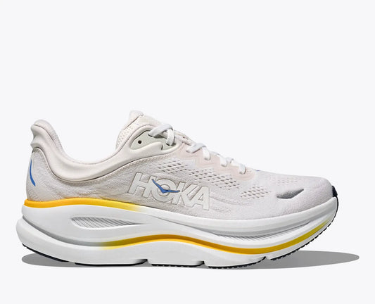 HOKA Bondi 9 Men's Running Shoes — White/Grout Knit Low-Top