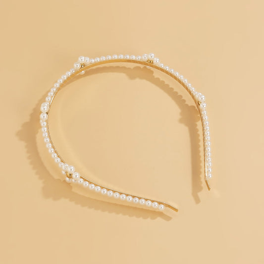 Pearl & Goldtone Floral Station Hard Headband