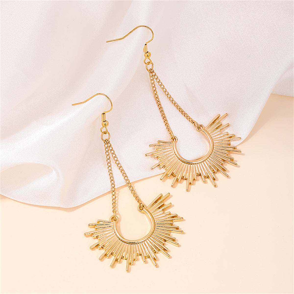 Goldtone Sunburst Drop Earrings