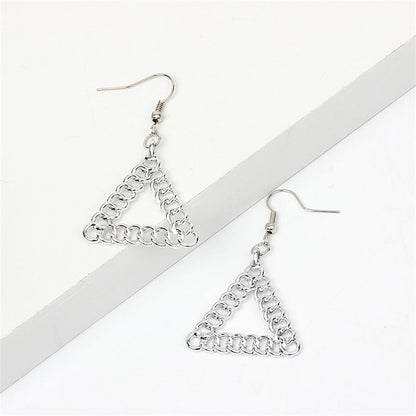 Silvertone Figaro Open Triangle Drop Earrings