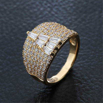 Cubic Zirconia & Goldtone Tower Wide Ring-2