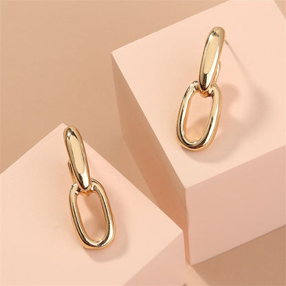 Goldtone Interlocked Cable Chain Drop Earrings