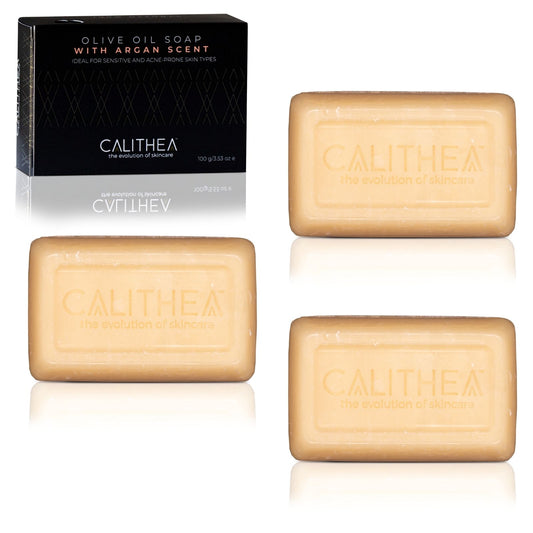 Calithea Skincare All Natural Olive Oil Soap with Argan | 3-Pack