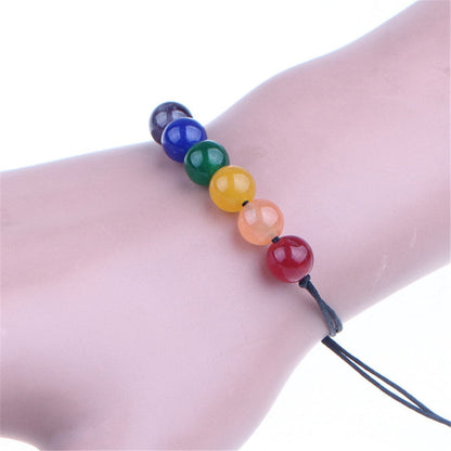 Rainbow Agate & Black Adjustable Beaded Bracelet