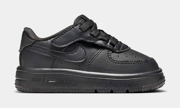 Nike Force 1 Low EasyOn Toddlers' (TD) Sneakers — Black Leather Low-Top