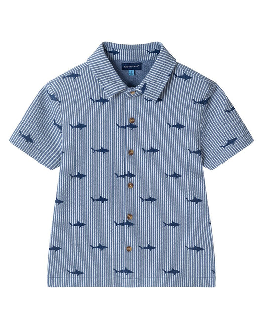 Andy & Evan 2Pc Stripe Shark Shirt & Pant Set