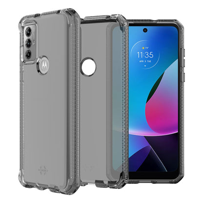 Itskins Spectrum R // Clear Protective Phone Case Compatible with Motorola Moto G Play (2023), Slim Hybrid Case, Anti-Yellowing, and Heavy Duty Shockproof Cover, Military Phone Case - Smoke