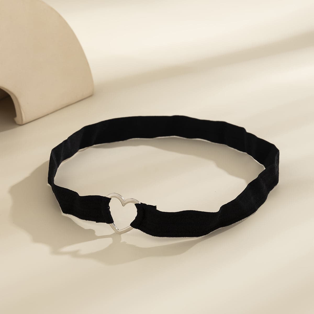 Black Nylon & Silvertone Heart Leg Chain