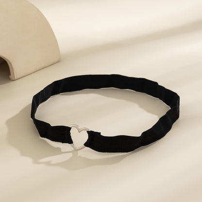 Black Nylon & Silvertone Heart Leg Chain