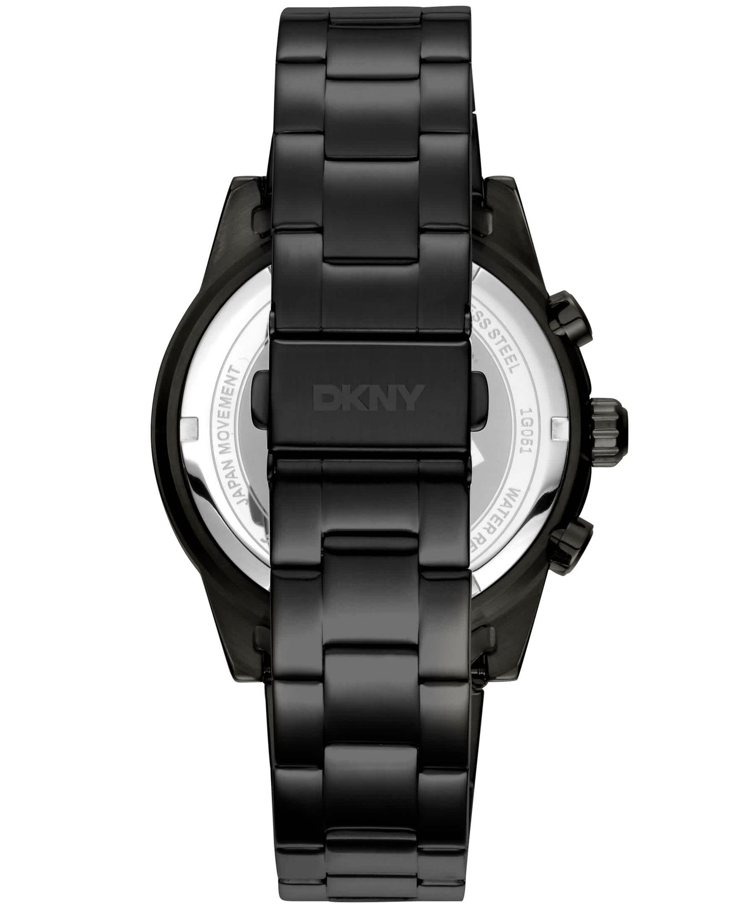 Dkny Men Watch, Black Color Case, Black Dial, Black Color Metal Bracelet, Chronograph, 10 Atm