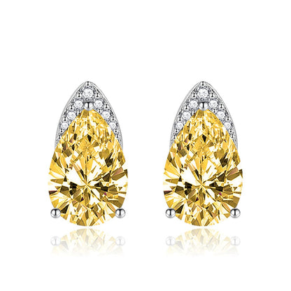 Yellow Crystal & Cubic Zirconia Pear-Cut Stud Earrings