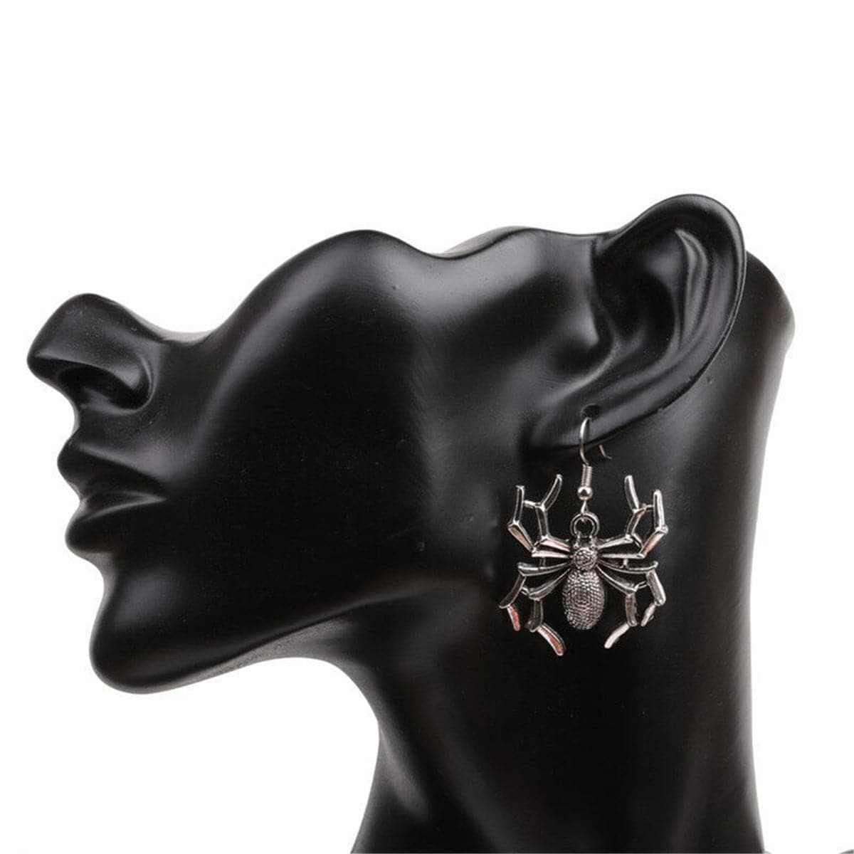Silvertone Spider Drop Earrings