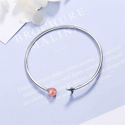 Strawberry Red Crystal & Silvertone Fish Tail Cuff