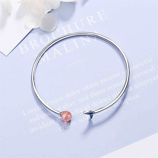 Strawberry Red Crystal & Silvertone Fish Tail Cuff