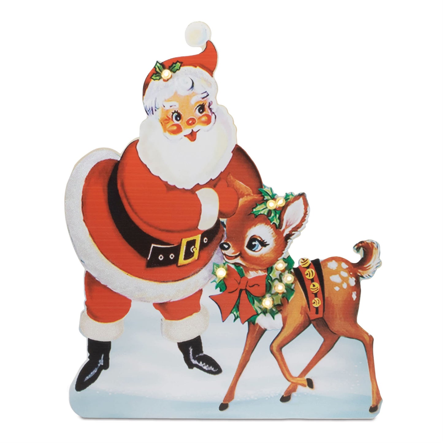 Melrose International Nostalgic Santa with Deer LED Display 24"H